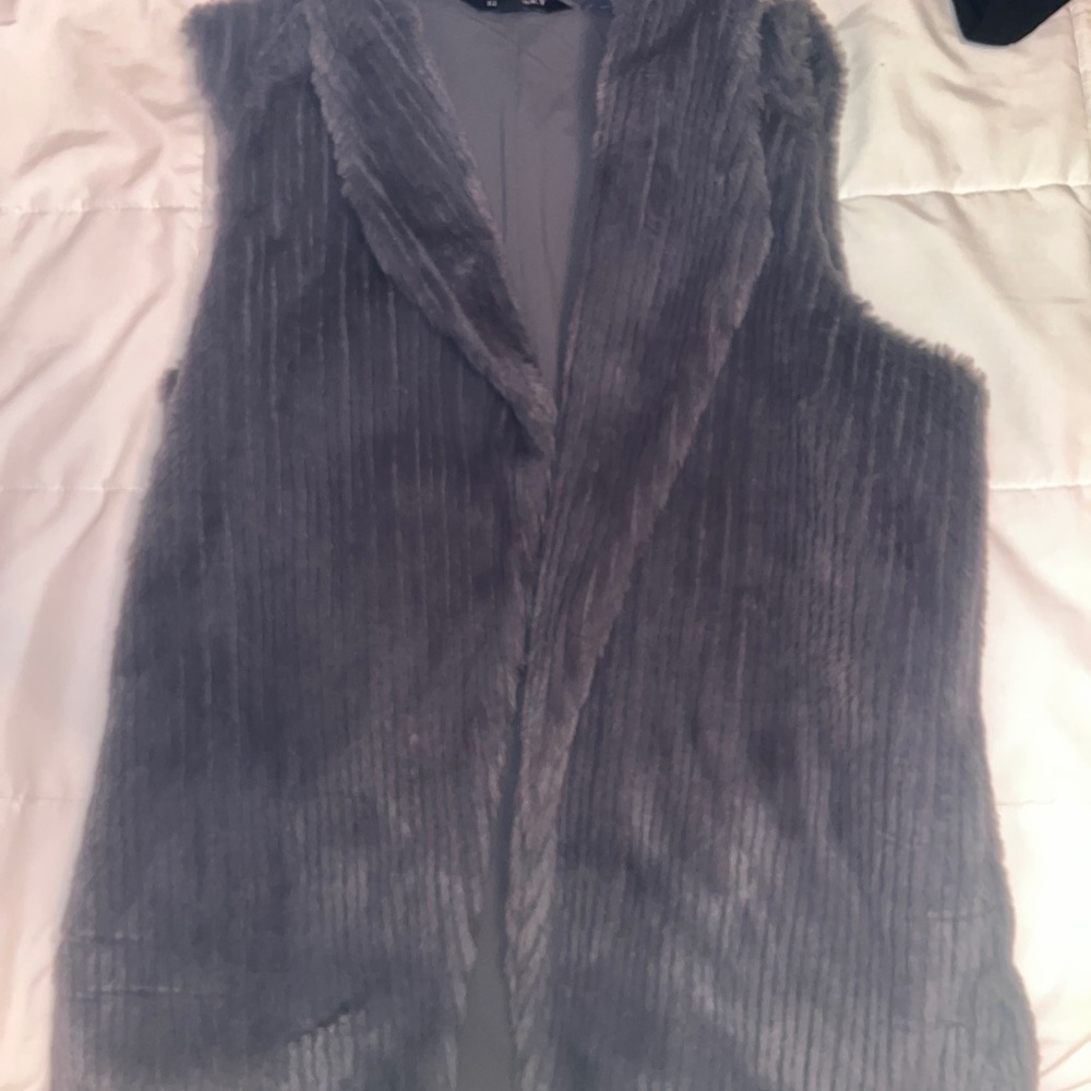 Gray Faux Fur Vest